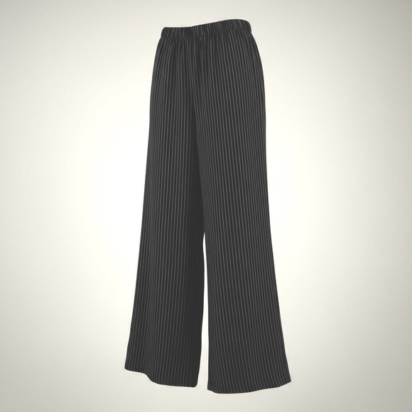 LA Blues Black Pinstripe Women's Boot Cut PullOn Elastic Waist Jeans Women 22-24 - Picture 1 of 6